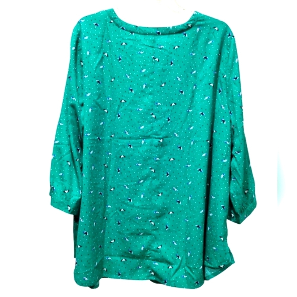 NWT 1X Catherines Georgette Button Down Tie Sleeve Blouse - Picture 3 of 6